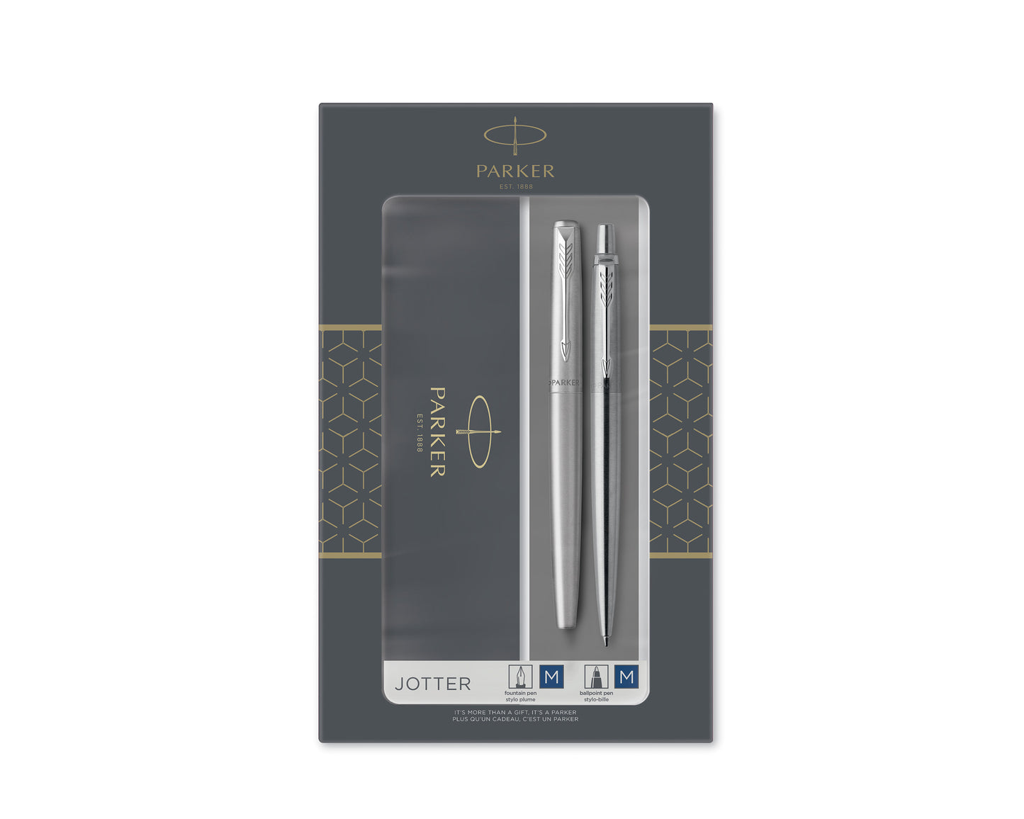 Parker Jotter Duo Set Stainless CT Ballpoint & Fountain Pen