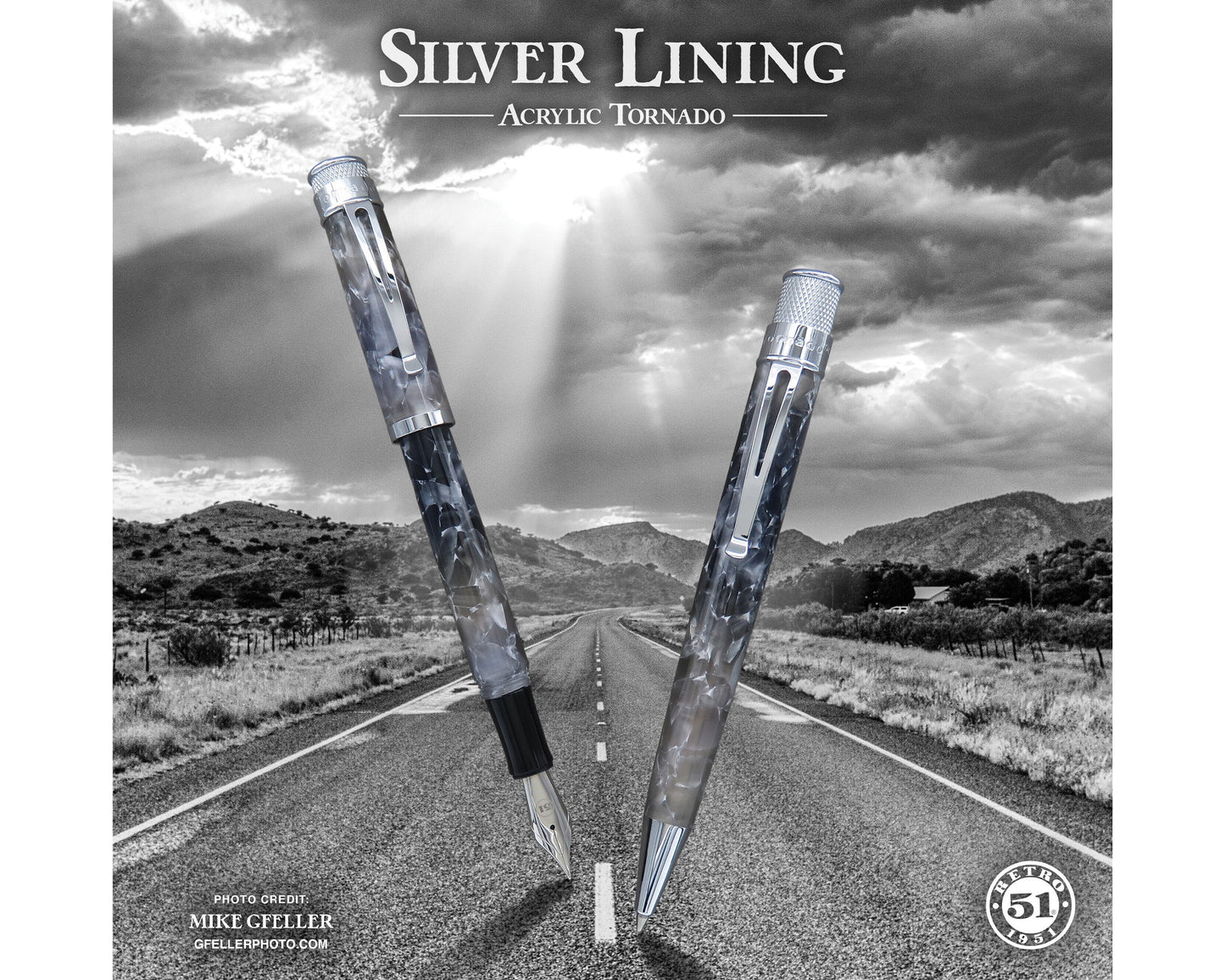 Retro51 Tornado™ Acrylic Silver Lining Fountain Pen