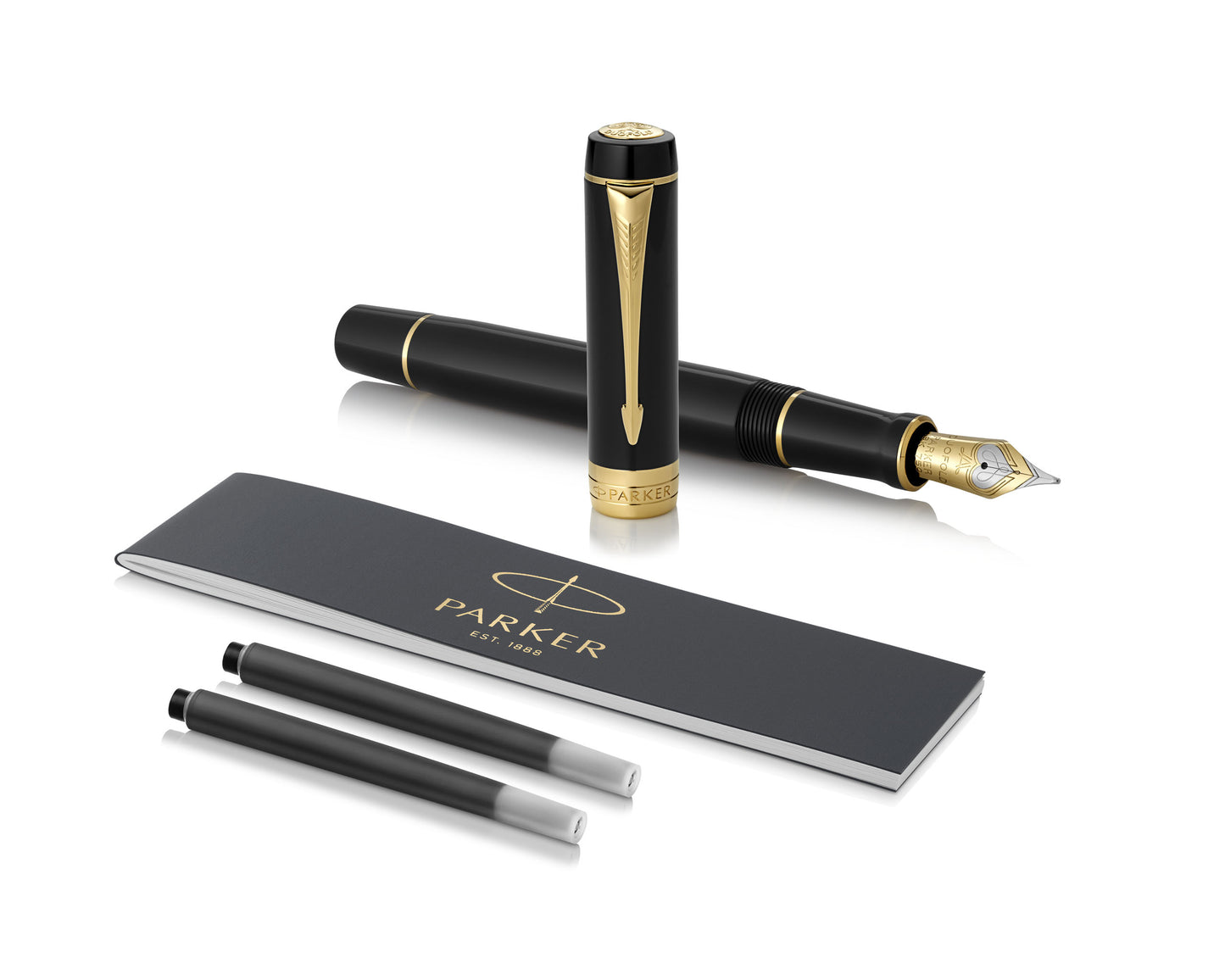 Parker Duofold Classic Black GT Fountain Pen - 18k Gold nib