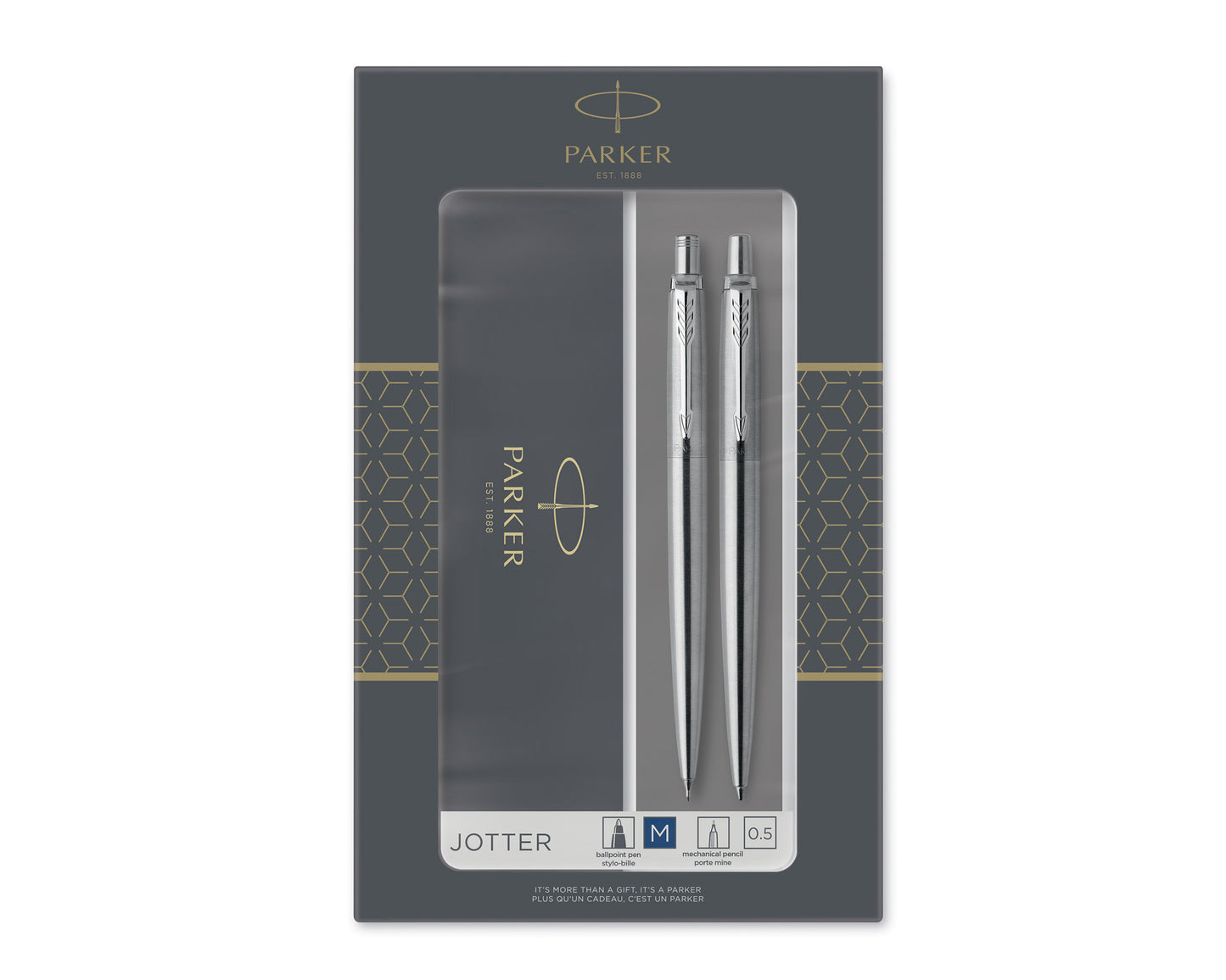Parker Jotter Duo Set Stainless Steel CT Ballpoint Pen & Mechanical Pencil