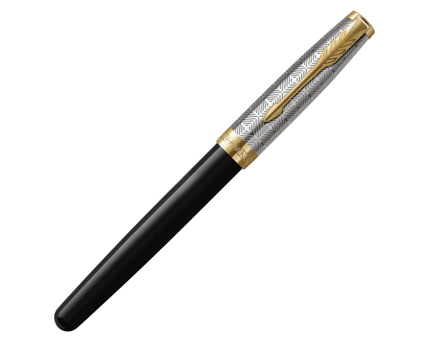 Parker Sonnet Premium Metal & Black GT Fountain Pen - 18k Fine nib