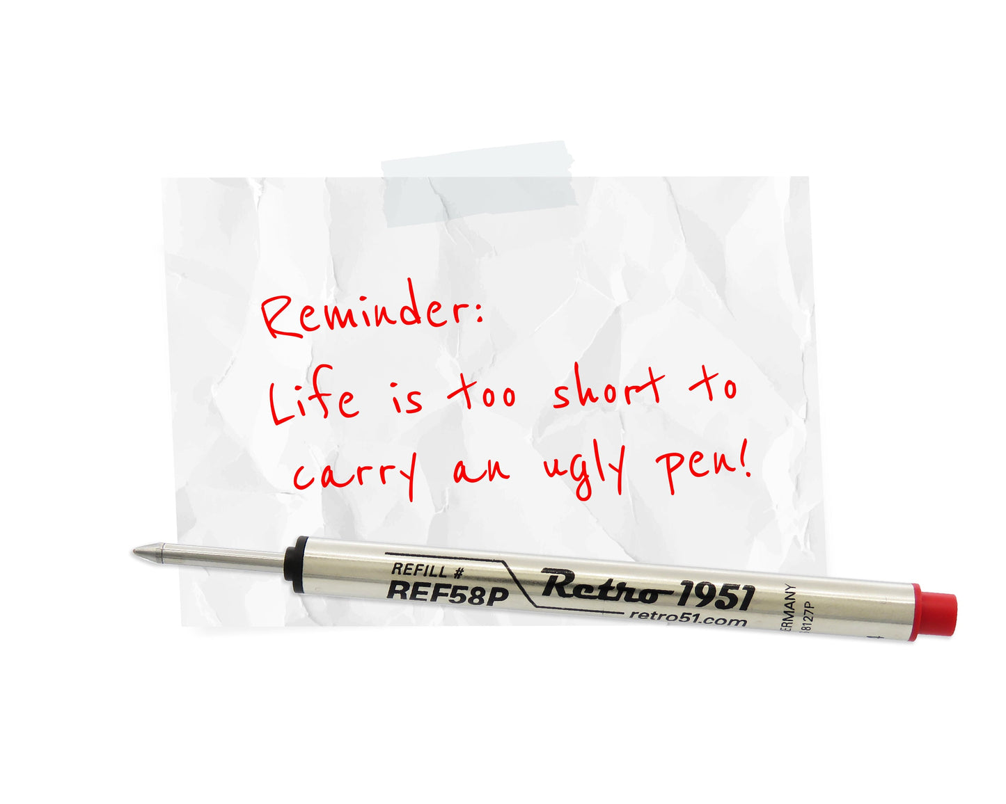 Retro51 Red Capless Rollerball Refill (Bulk)