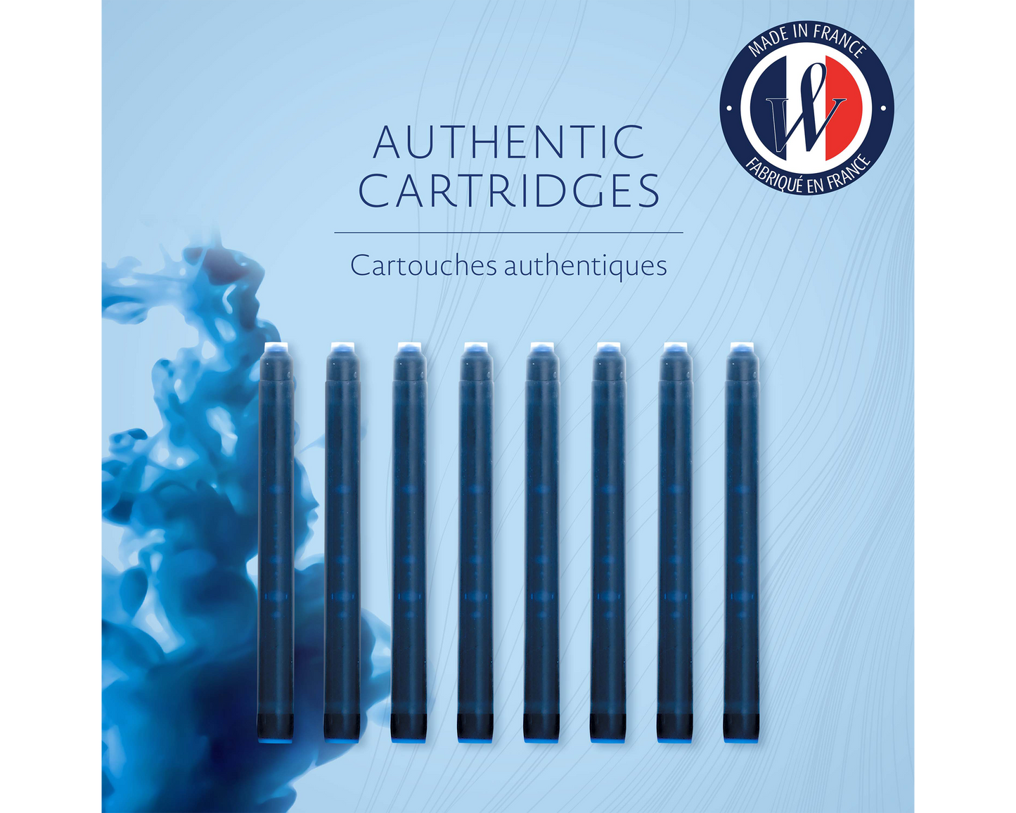 Waterman Long Ink Cartridge Florida Blue in Blister 8-Pack