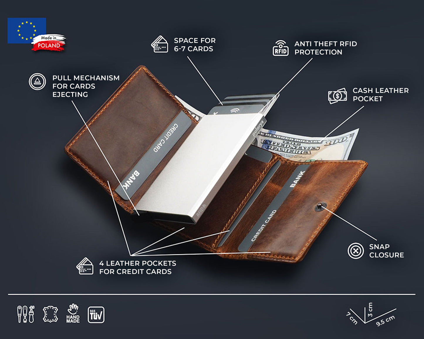 Pularys BOSTO Wallet | Vintage Saddle Leather in Brown