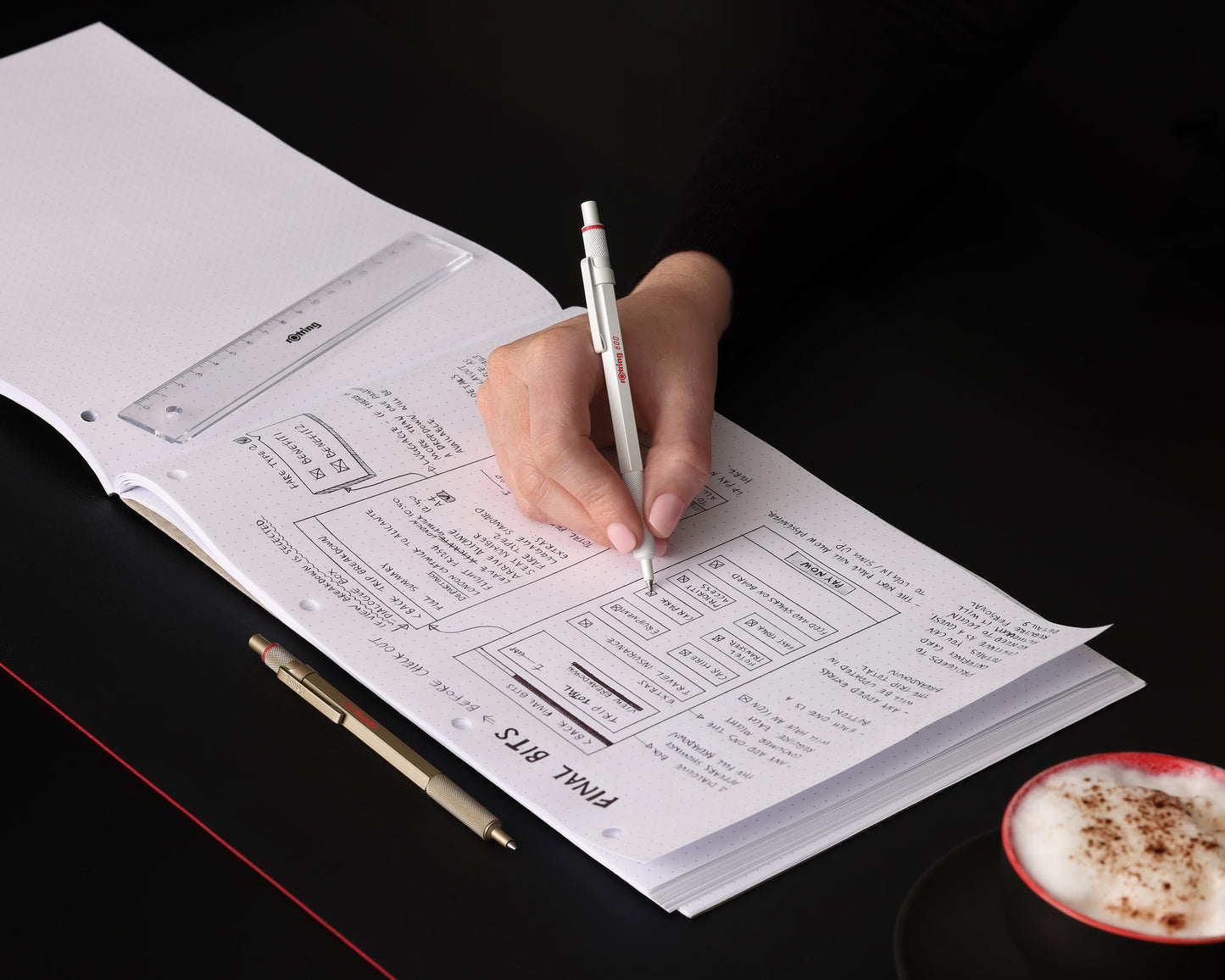 rOtring 600 Pearl White Ballpoint Pen