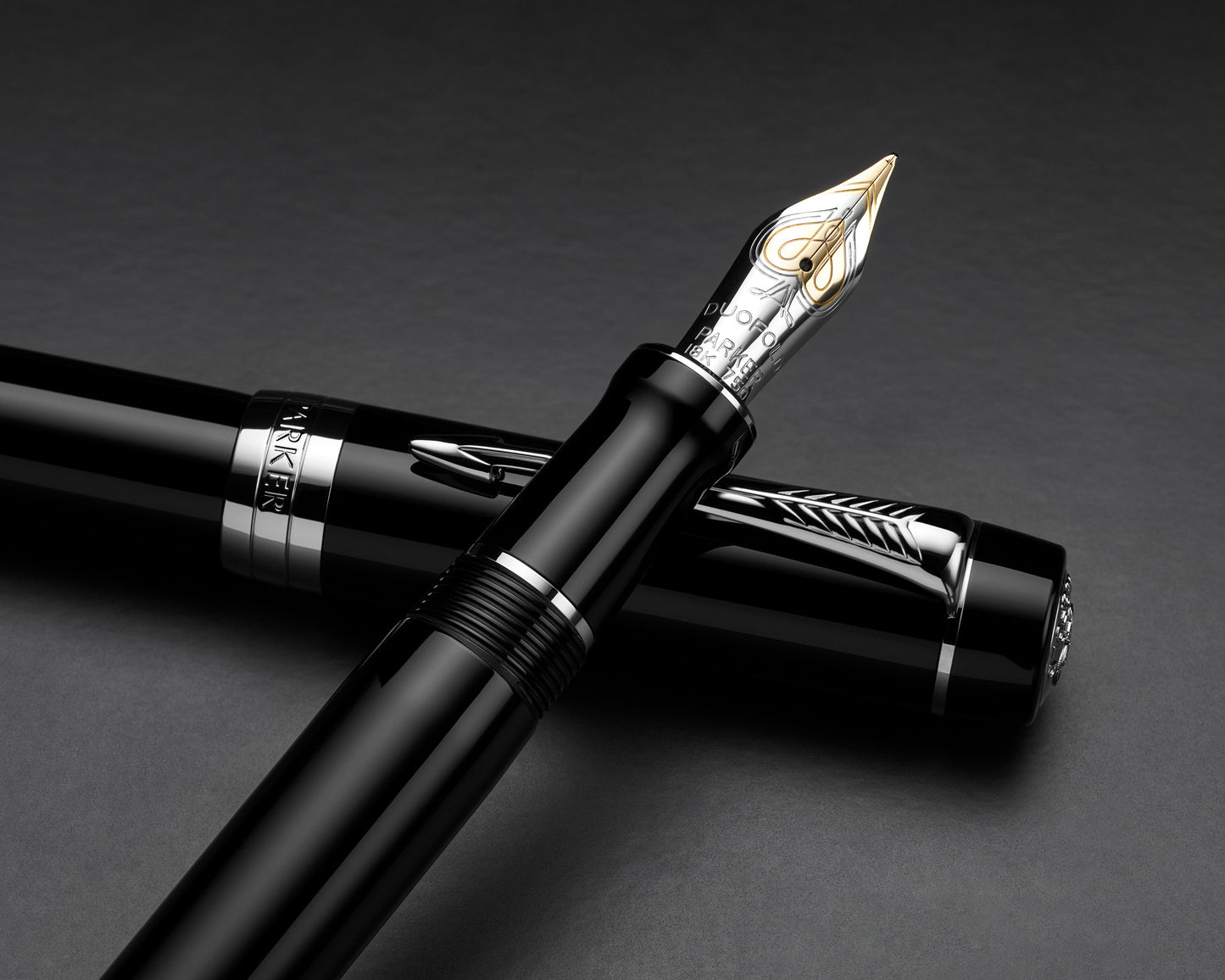 Parker Duofold Classic Black CT Fountain Pen - 18k Gold nib