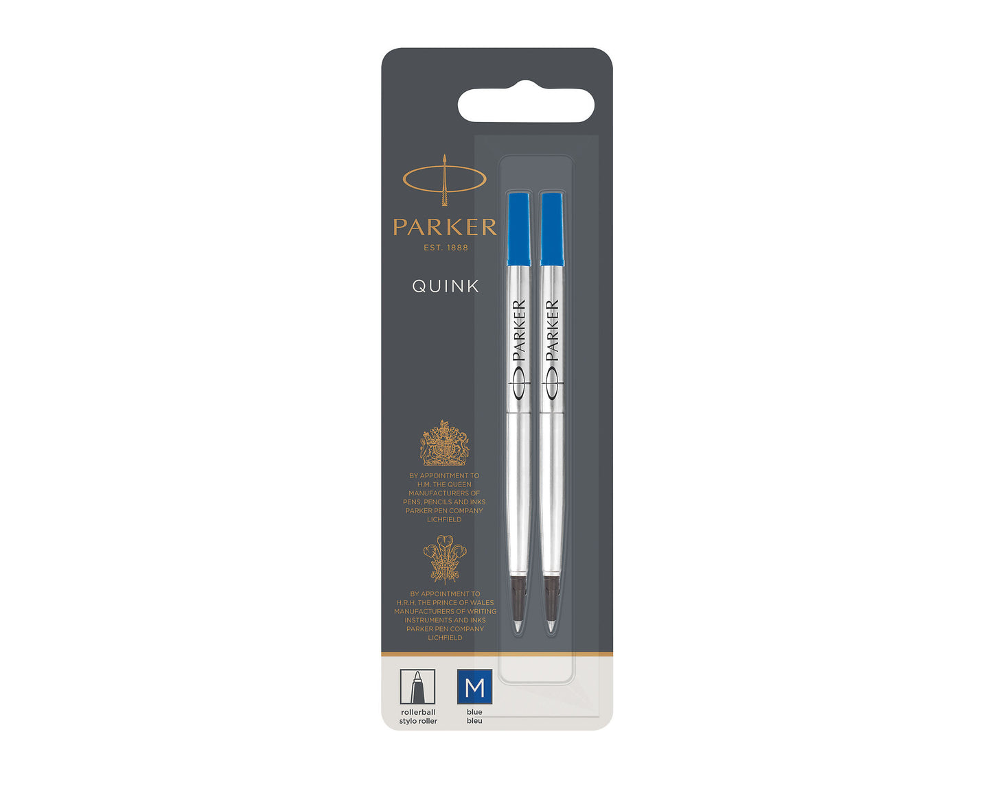 Parker Rollerball Refill Medium Blue 2-Pack