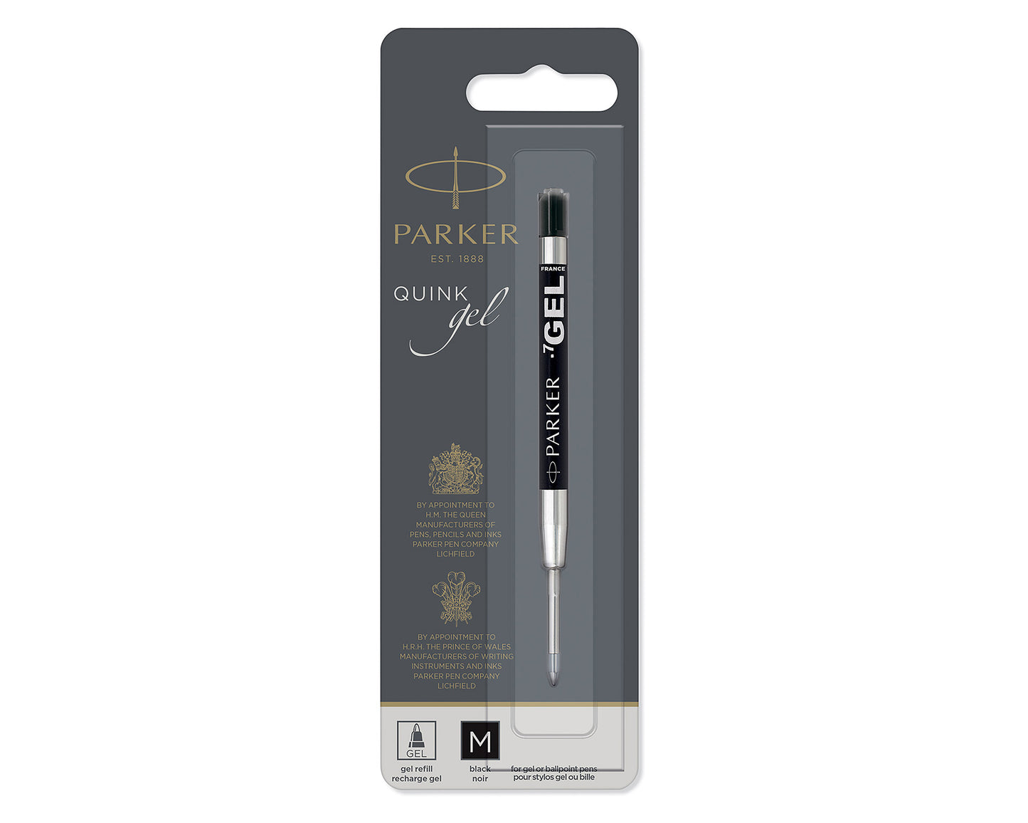 Parker Gel Pen Refill Medium Point 0.7 mm Black Single