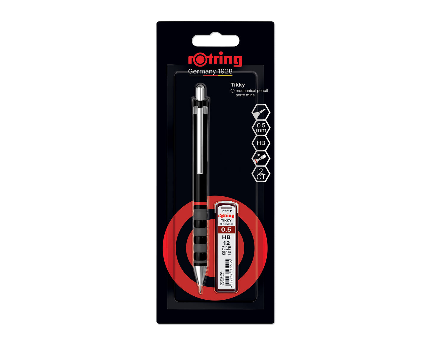 rOtring Tikky Black 0.5mm Mechanical Pencil With Lead