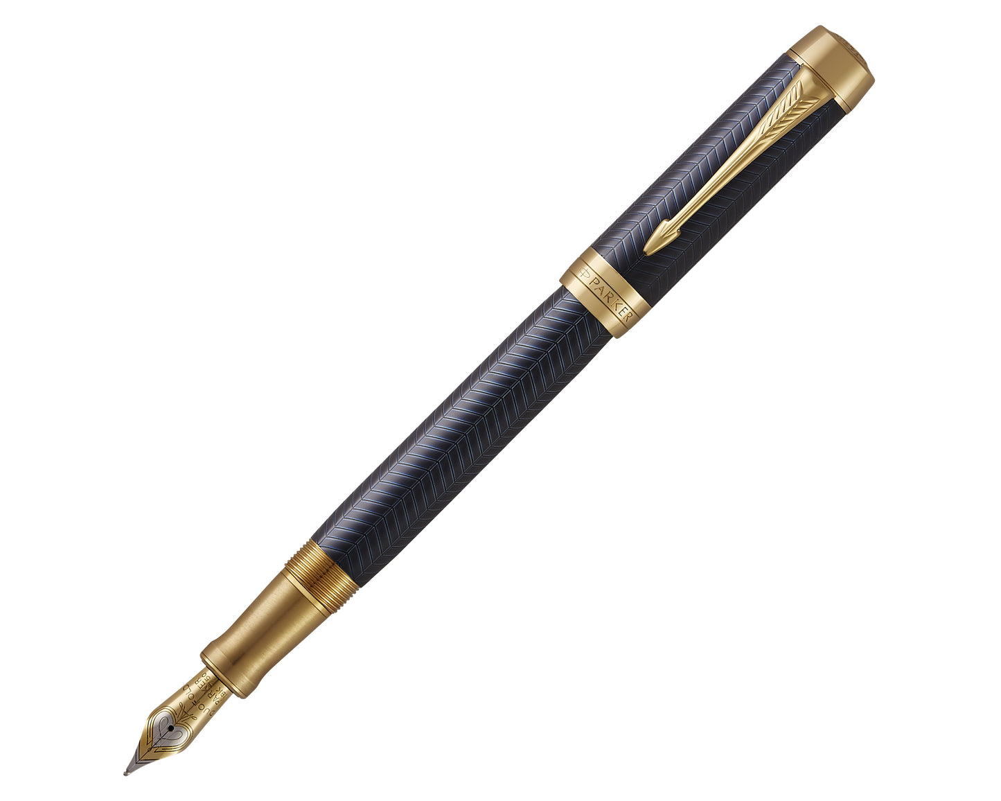 Parker Duofold Prestige Blue Chevron GT Fountain Pen - 18k Gold nib