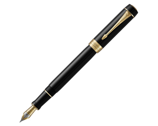 Parker Duofold Classic Black GT Fountain Pen - 18k Gold nib
