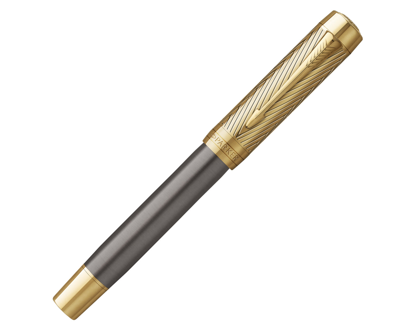 Parker Duofold Pioneers Grey Arrow GT Fountain Pen - 18k Gold nib