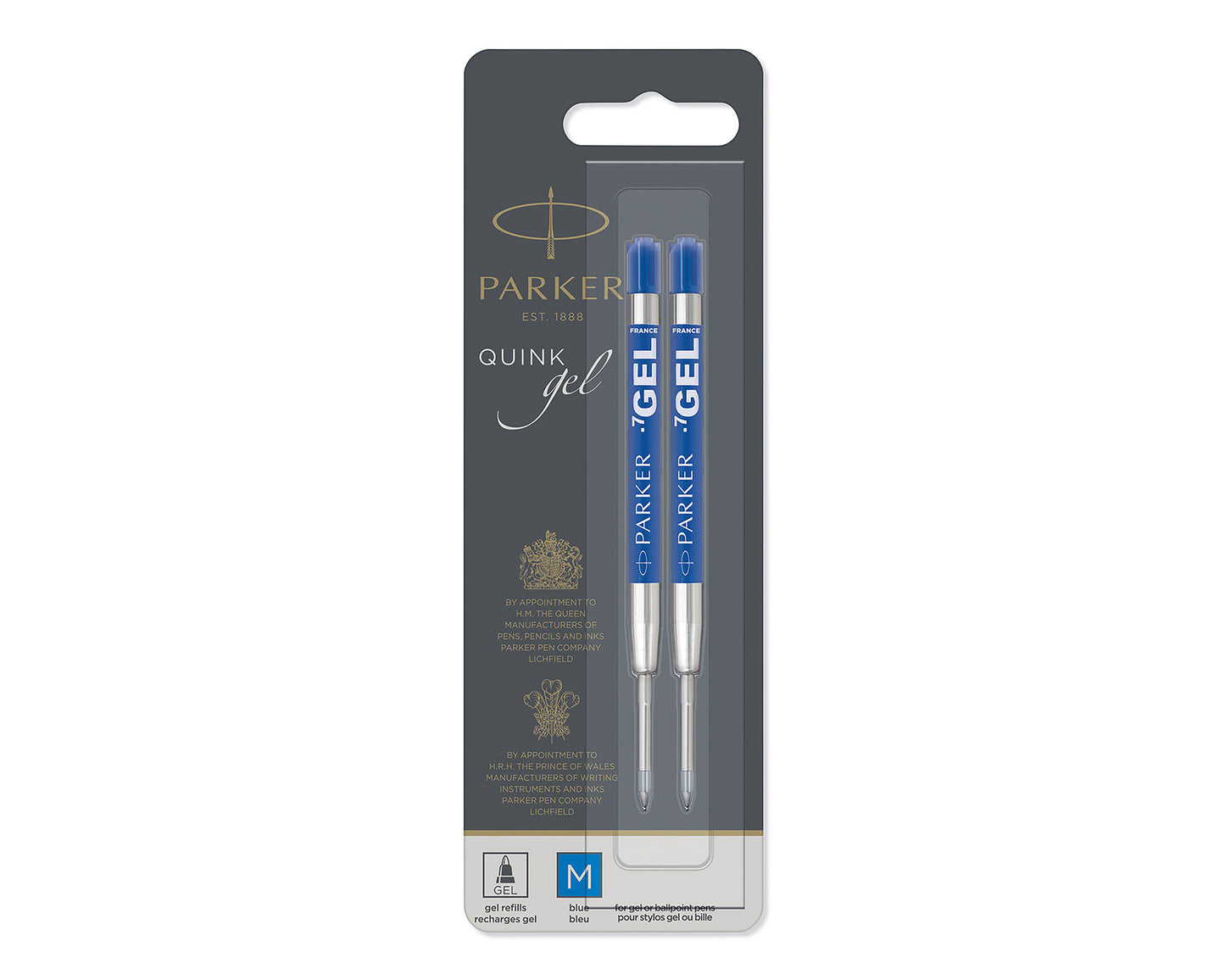 Parker Gel Pen Refill Medium Point 0.7 mm Blue 2-pack