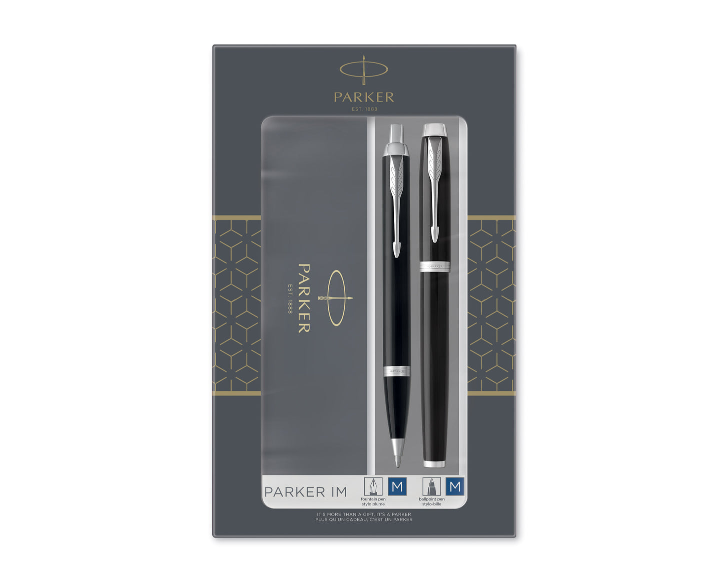 Parker IM Duo Set Black Lacquer CT Ballpoint & Fountain Pen