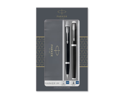 Parker IM Duo Set Black Lacquer CT Ballpoint & Fountain Pen