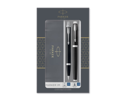 Parker IM Duo Set Black Lacquer CT Ballpoint & Fountain Pen
