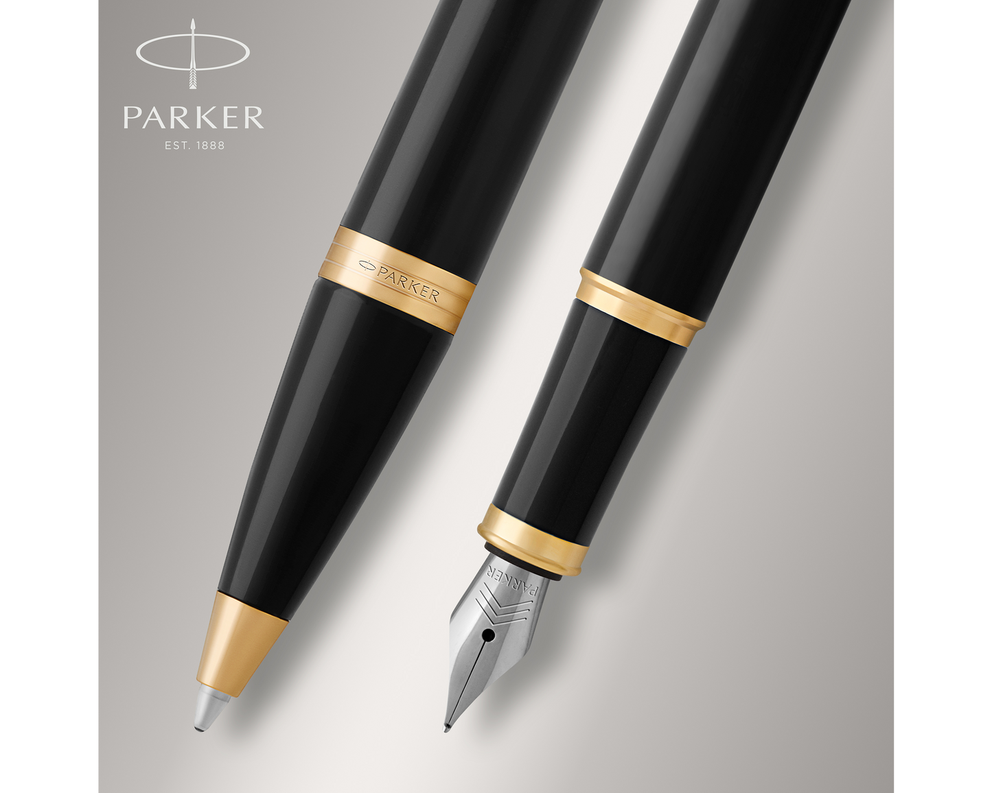 Parker IM Duo Set Black Lacquer GT Ballpoint & Fountain Pen