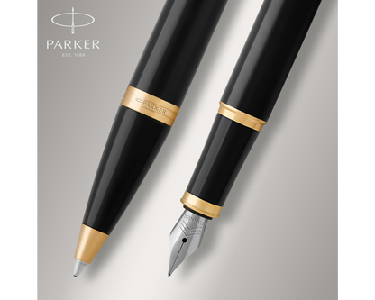 Parker IM Duo Set Black Lacquer GT Ballpoint & Fountain Pen