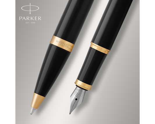 Parker IM Duo Set Black Lacquer GT Ballpoint & Fountain Pen
