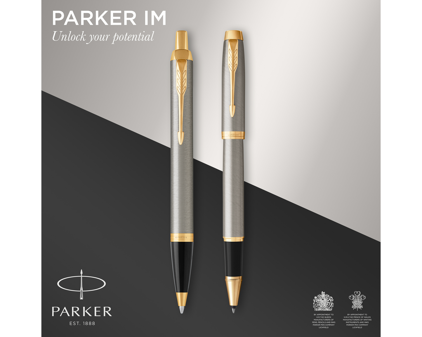 Parker IM Duo Set Brushed Metal GT Ballpoint & Rollerball Pen