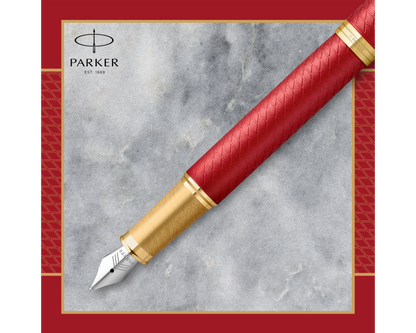 Parker IM Premium  Red Lacquer GT Fountain Pen - Fine nib