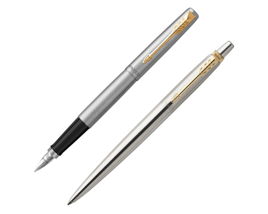 Parker Jotter Duo Set Stainless Steel GT Ballpoint & Fountain Pen