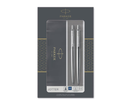 Parker Jotter Duo Set Stainless Steel CT Ballpoint Pen & Mechanical Pencil
