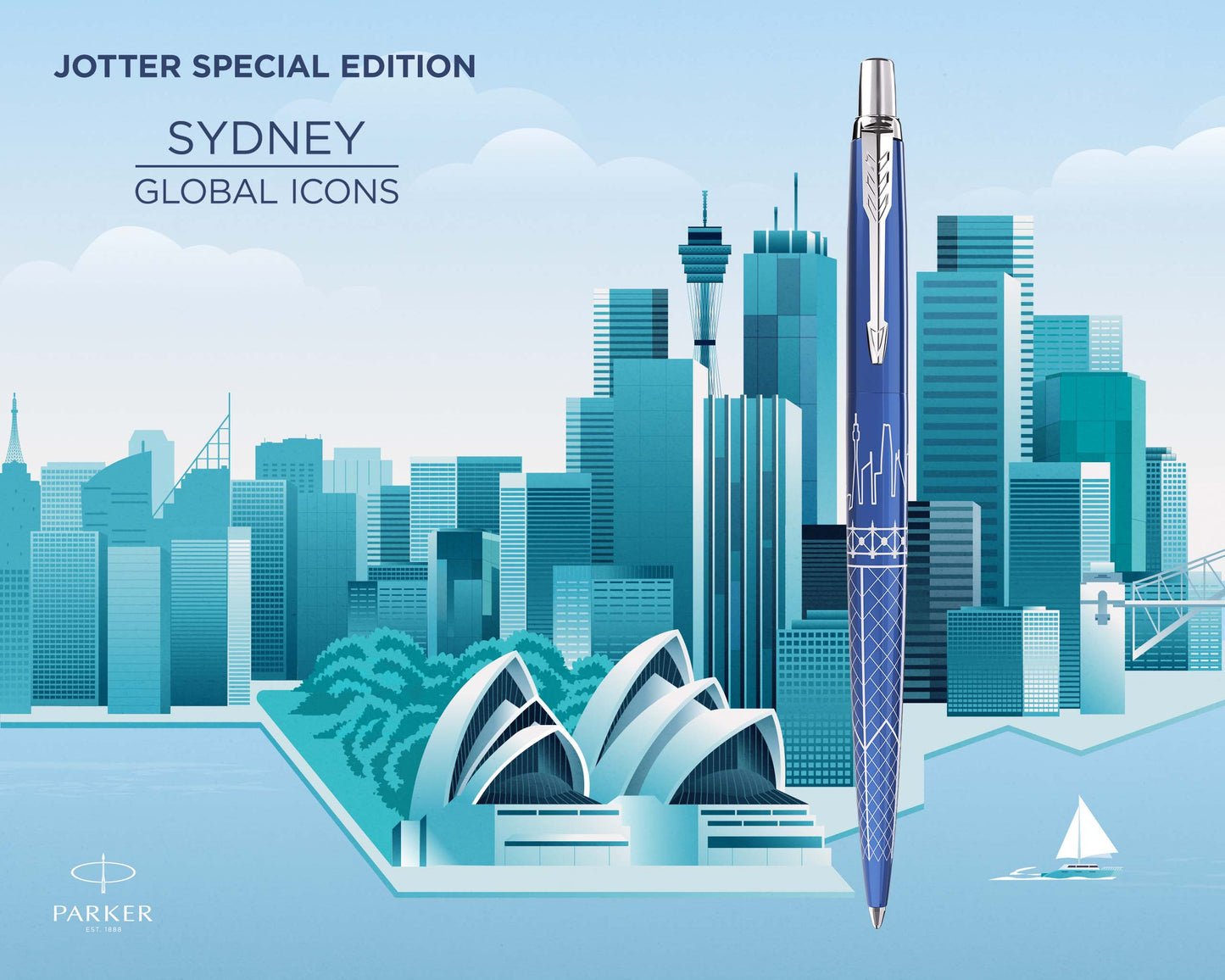 Parker Jotter Special Edition Sydney Blue Lacquer CT Ballpoint Pen