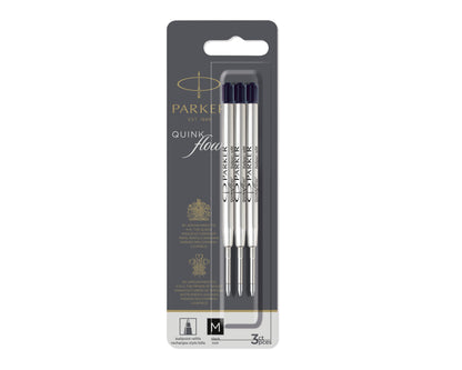 Parker Quinkflow Ballpoint Refill Medium Black 3-Pack