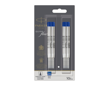 Parker Quinkflow Ballpoint Refill Medium Blue 10-Pack