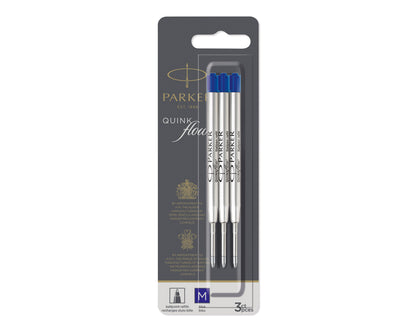Parker Quinkflow Ballpoint Refill Medium Blue 3-Pack