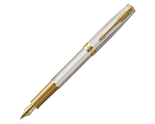 Parker Sonnet Deluxe Silver Mistral GT Fountain Pen - 18k Gold Fine nib