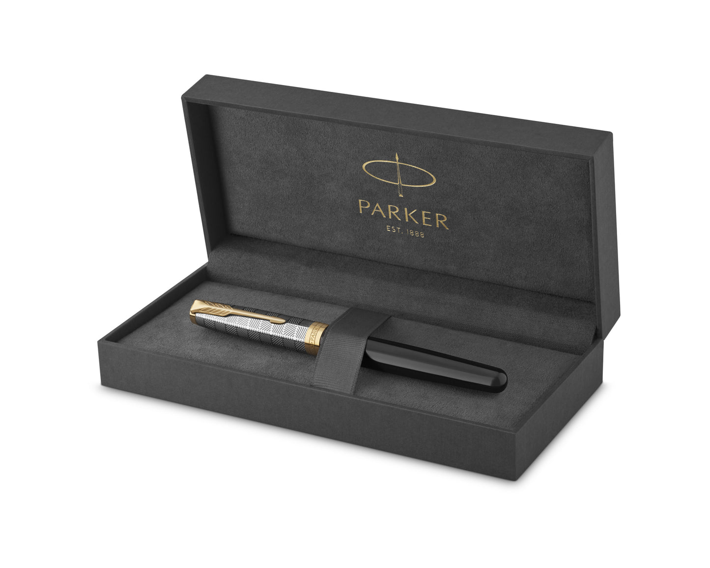 Parker Sonnet Premium Metal & Black GT Fountain Pen - 18k Fine nib