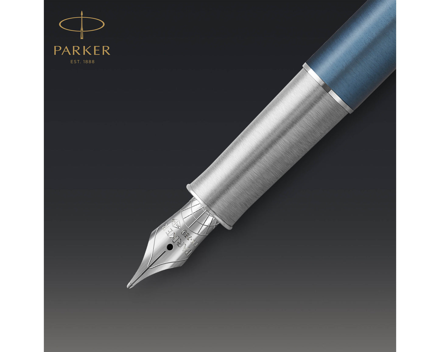 Parker Sonnet Premium Metal & Blue CT Fountain Pen - 18k Fine nib