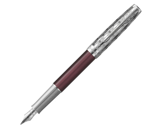 Parker Sonnet Premium Metal & Red CT Fountain Pen - 18k Fine nib