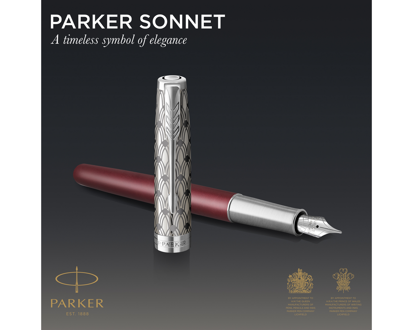 Parker Sonnet Premium Metal & Red CT Fountain Pen - 18k Fine nib