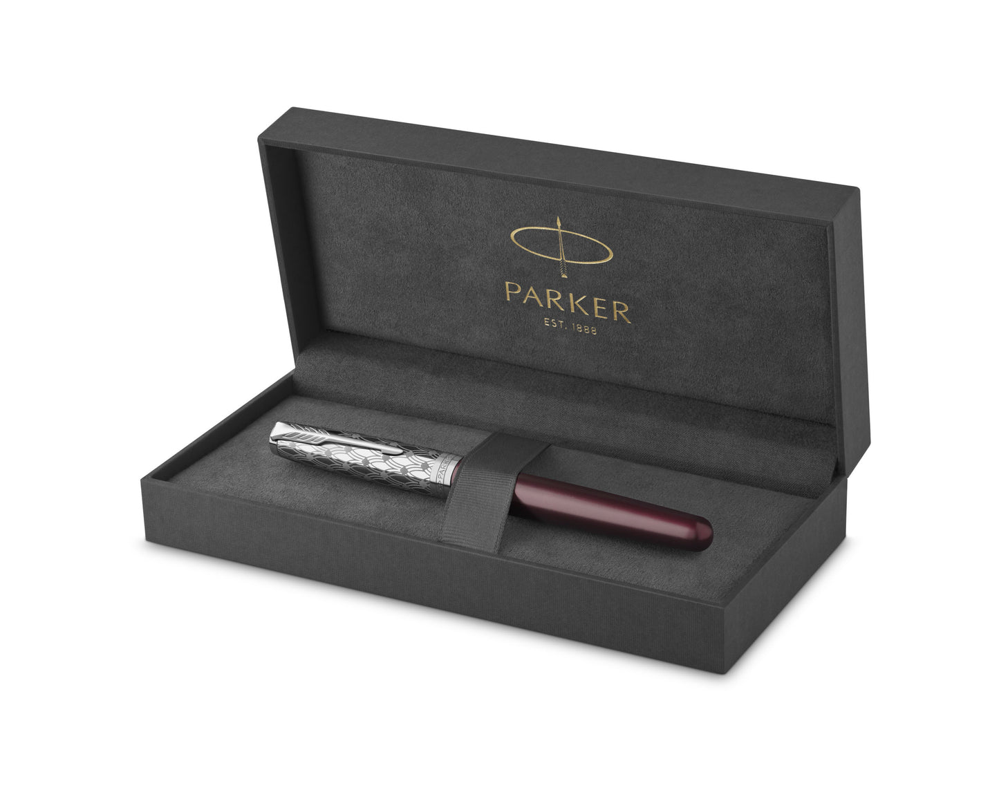 Parker Sonnet Premium Metal & Red CT Fountain Pen - 18k Fine nib