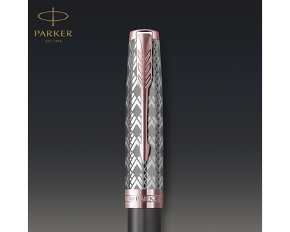 Parker Sonnet Premium Metal & Grey PGT Fountain Pen - 18k Fine nib