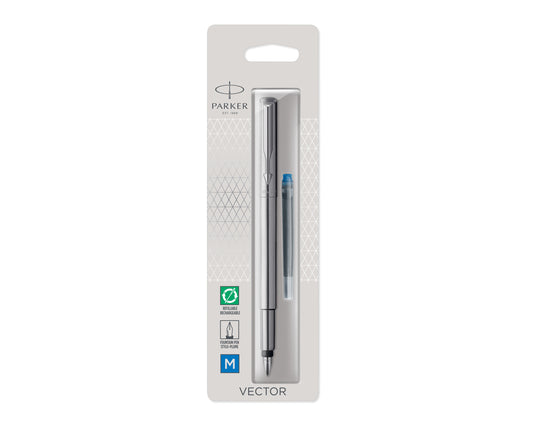 Parker Vector Stainless Steel CT Medium Nib Fountain Pen