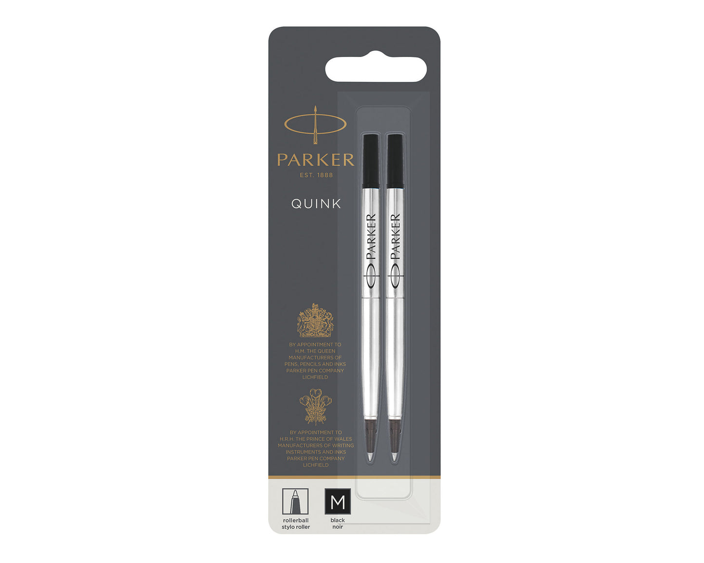 Parker Rollerball Refill Medium Black 2-Pack