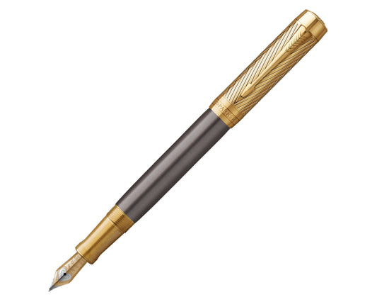 Parker Duofold Pioneers Grey Arrow GT Fountain Pen - 18k Gold nib