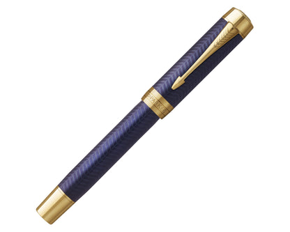 Parker Duofold Prestige Blue Chevron GT Fountain Pen - 18k Gold nib