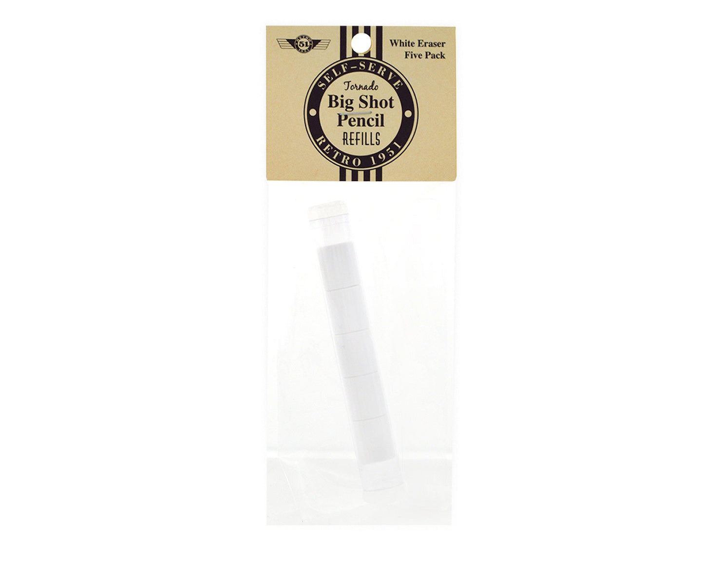 Retro51 White Tornado™ Big Shot Pencil Erasers 5-Pack