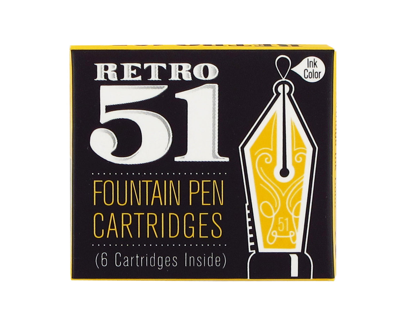 Retro51 Black Fountain Pen Cartridges 6-Pack