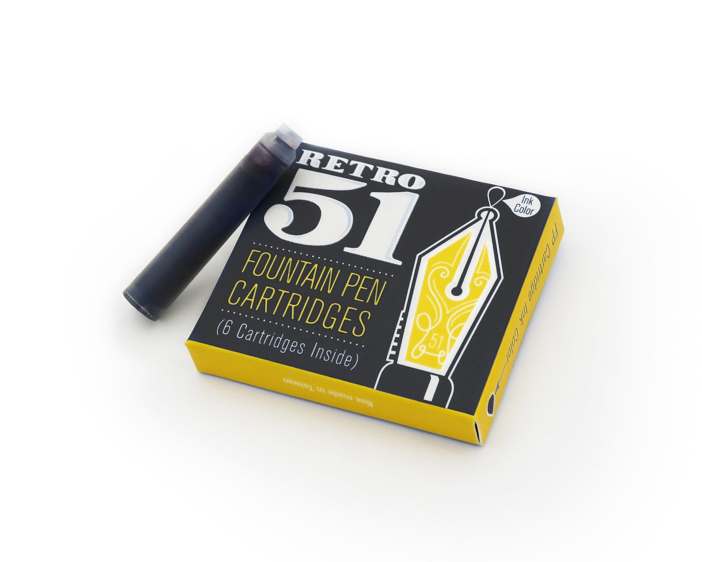 Retro51 Black Fountain Pen Cartridges 6-Pack