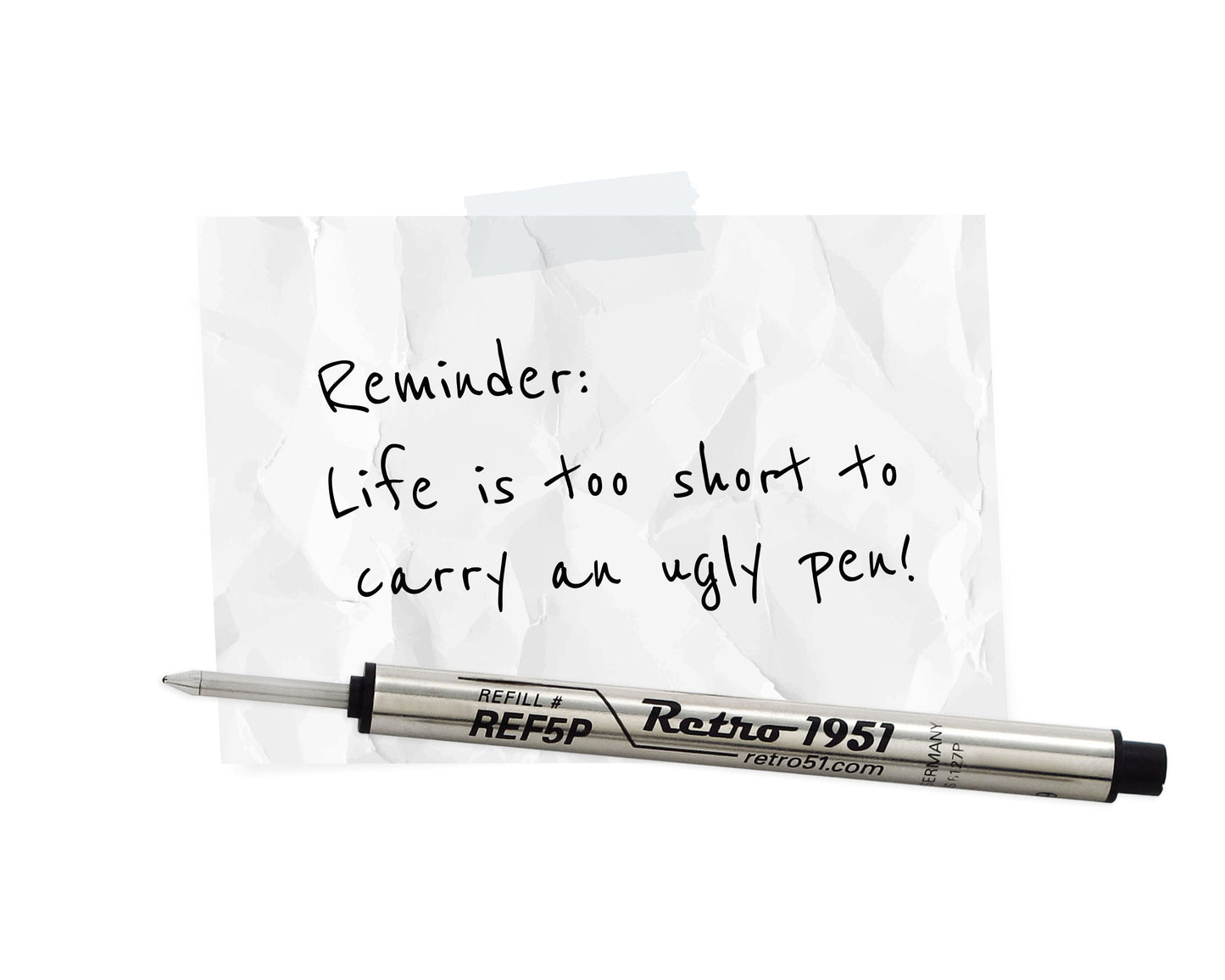 Retro51 Black Capless Rollerball Refill 3-Pack