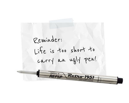 Retro51 Black Capless Rollerball Refill 3-Pack