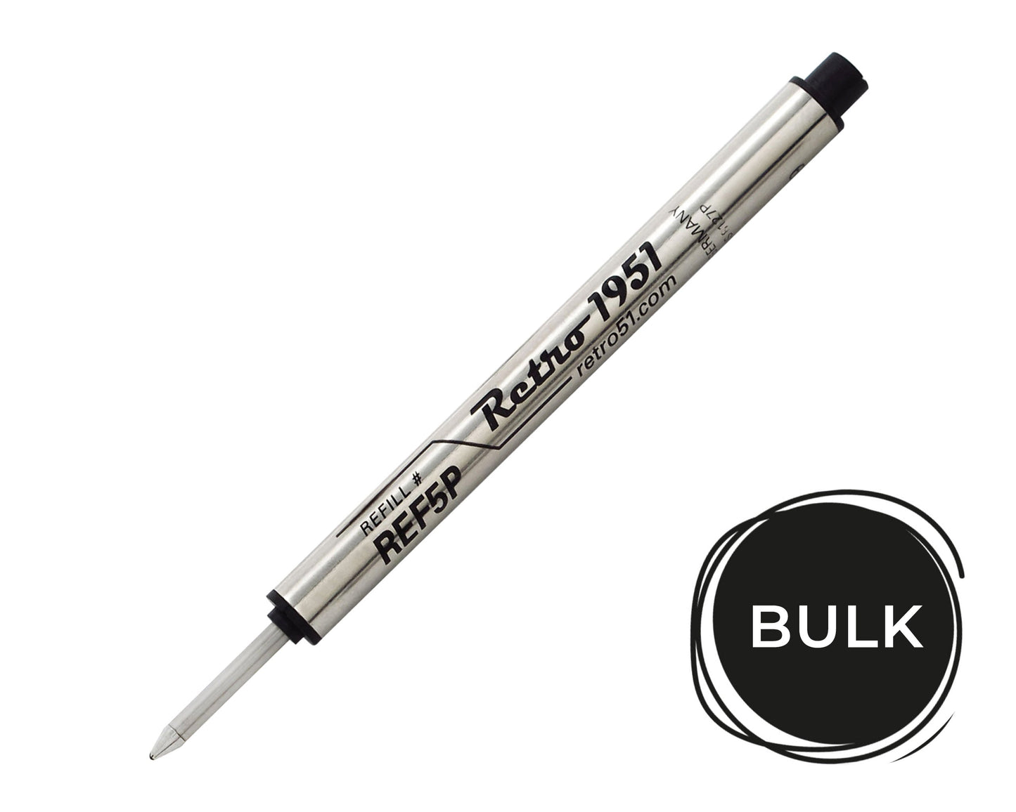 Retro51 Black Capless Rollerball Refill (Bulk)
