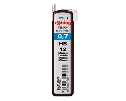 rOtring Tikky Hi-Polymer Pencil Lead 0.7mm HB - 12 pack