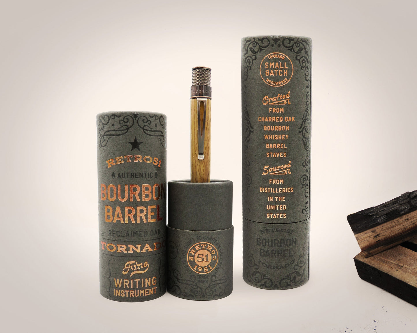 Retro51 Tornado™ Woodworks Bourbon Barrel Rollerball Pen